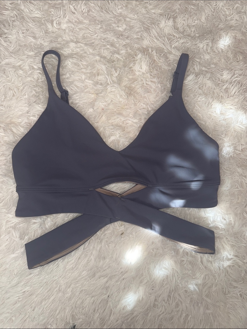 Lululemon Still now Wrap Bralette in Charcoal Gray GYOS